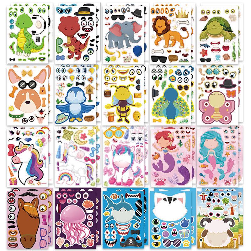 Zoo Party Games - 12/24 листов, наклейки для лица, зоопарк,